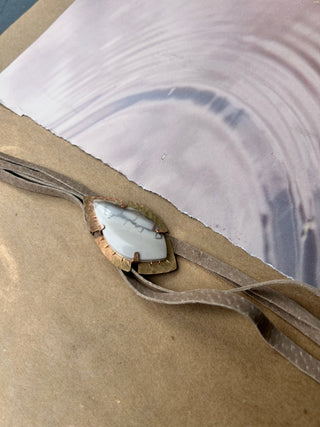Gray Jasper with hand-cut suede
