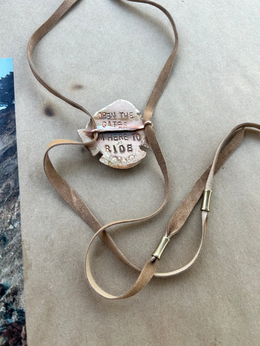 Turquoise - brown and blue suede bolo