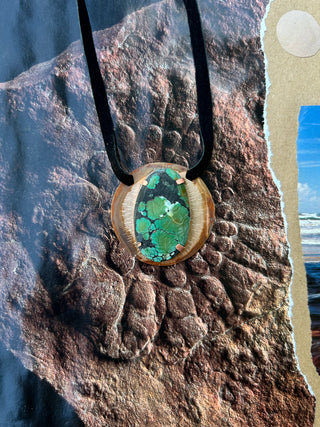 Dark green turquoise pendant