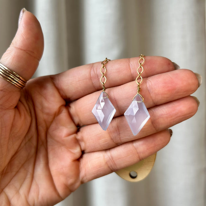 Faceted chalcedony drop earrings