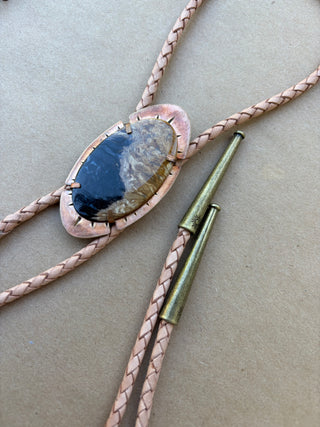 Black + Tan agate bolo tie
