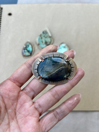 Blue Tigers Eye choker pendant