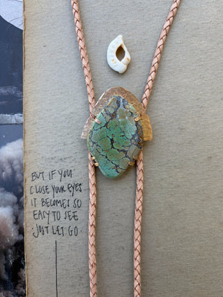 Large Turquoise bolo tie - Let Love Lead the Way