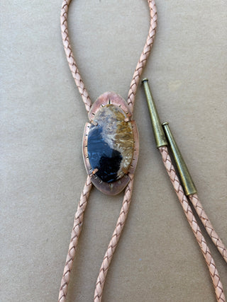 Black + Tan agate bolo tie