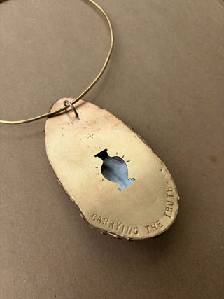 Golden Mother of Pearl Choker Necklace