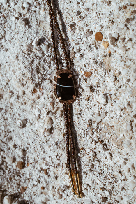 Black Agate bolo tie