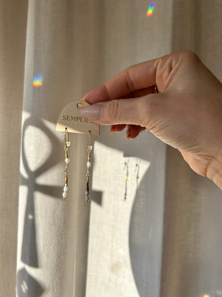 Pearl and bronze Ethiopian beaded earrings