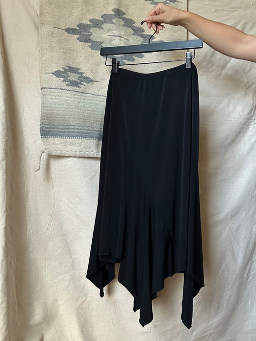 Black stretchy asymmetrical hem skirt