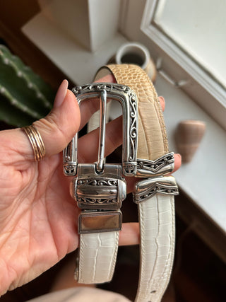 Vintage White or Tan Brighton belt