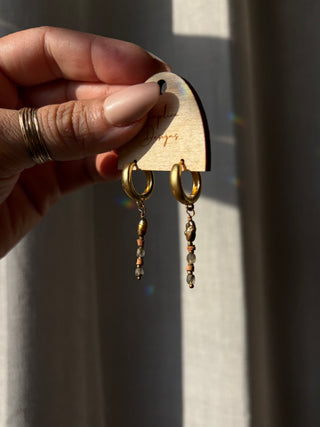 Pearl and Terracotta Huggie Hoops