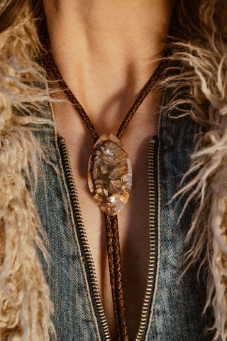 Brown Agate bolo tie