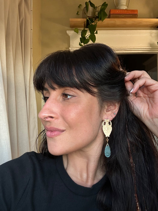 Vase earrings with labradorite