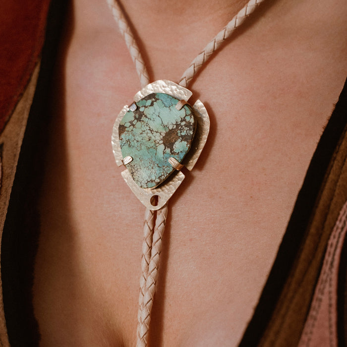Moon + star Turquoise bolo tie*