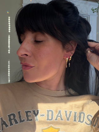 Citrine with Terracotta Huggie Hoops