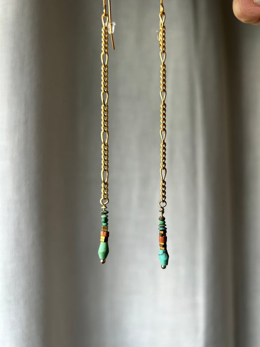 Turquoise and terracotta drop earrings