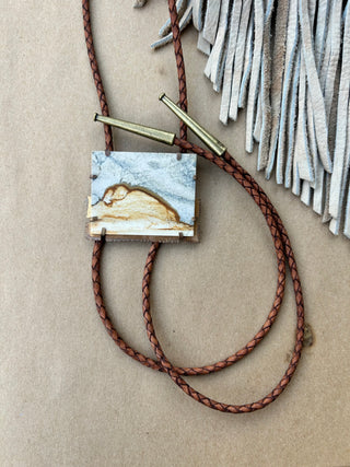 Picture Jasper with Poetry Detail Bolo Tie
