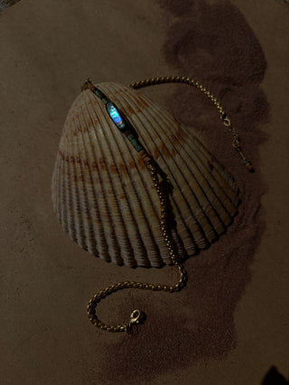 Abalone and Turquoise 14k gold boot chain