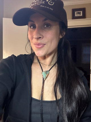 Turquoise triangle bolo tie