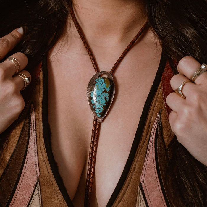 Large Turquoise Grateful Dead inspired bolo tie