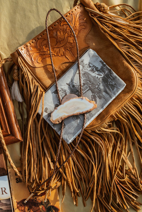 Cream lace Agate Bolo Tie - That Lucky Old Sun