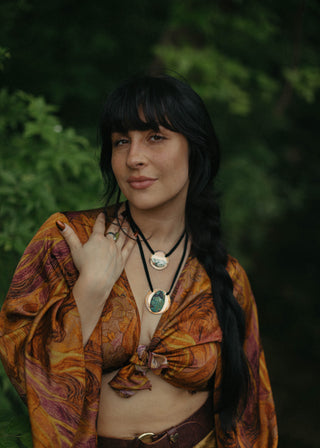 Dark green turquoise pendant