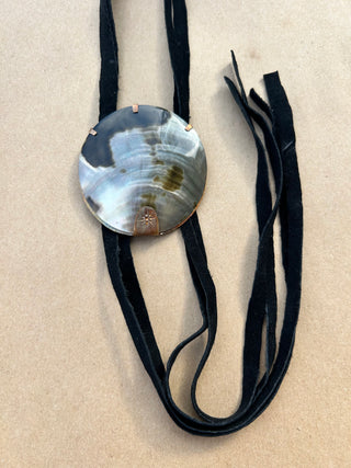 Mother of Pearl Suede Bolo Tie