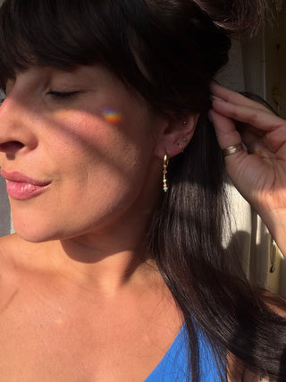 Turquoise and Terracotta Huggie Hoops