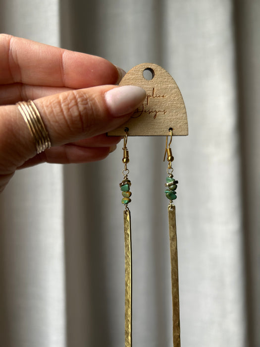 Bronze vertical earrings with Turquoise