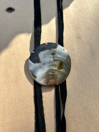 Mother of Pearl Suede Bolo Tie