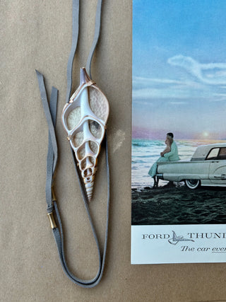 Seashell and gray suede