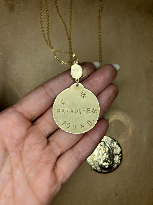 14k gold filled coin pendant - Our Lady of Guadalupe