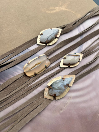 Gray Agate with hand-cut suede