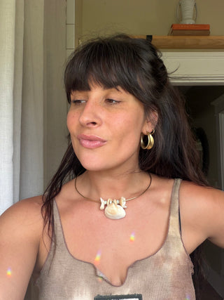 Simple Shell + Turquoise Choker Necklace