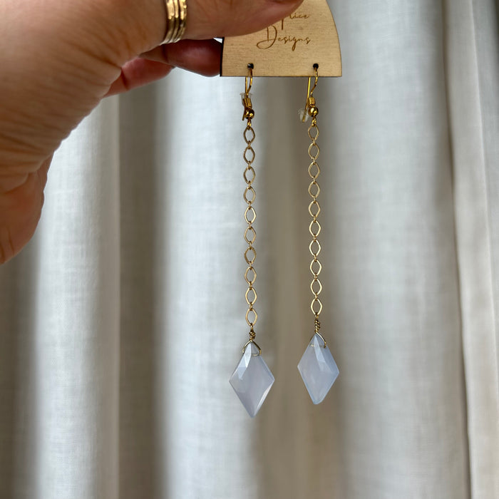 Faceted chalcedony drop earrings