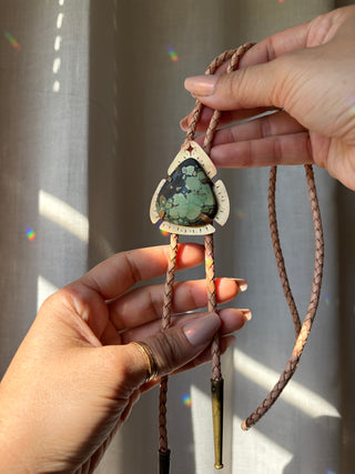 Green and Brown Turquoise bolo tie