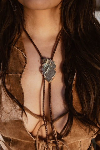 Raw Turquoise bolo tie