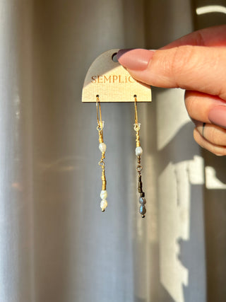 Pearl and bronze Ethiopian bead earrings