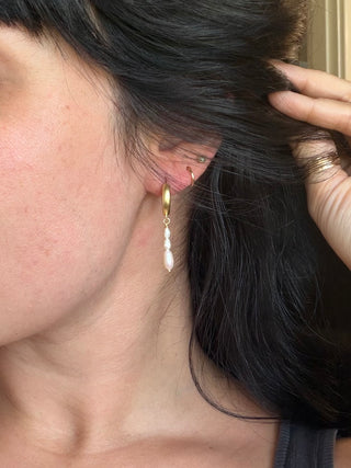 Pearl Huggie Hoops