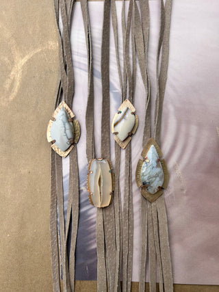 Gray Jasper with hand-cut suede