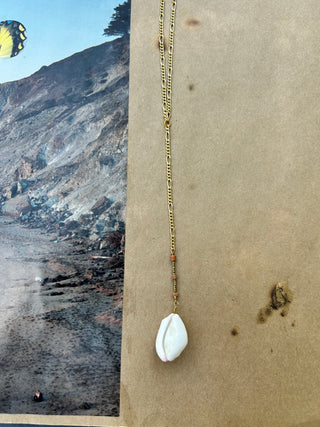 Cowrie shell drop necklace