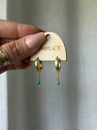 Blue + Green Turquoise Huggie Hoops