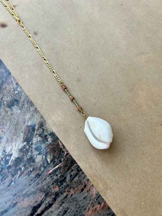 Cowrie shell drop necklace