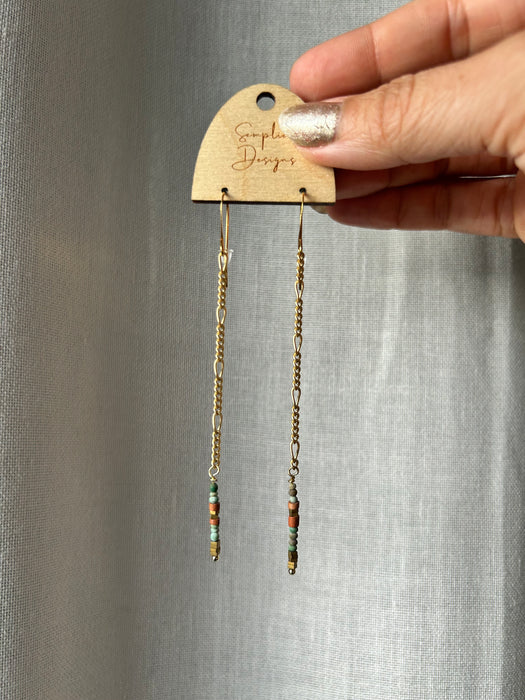 Turquoise and terracotta drop earrings