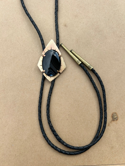 Black Agate bolo tie *
