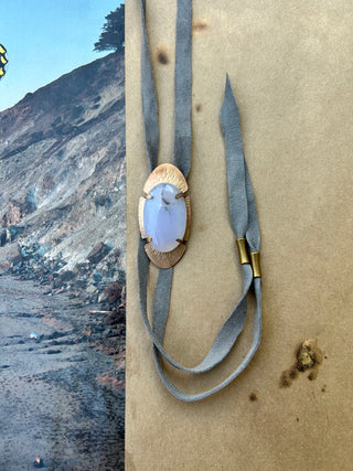 Chalcedony suede bolo tie - led Zep