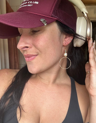 Pearl + Turquoise textured hoop earrings