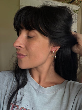 Turquoise and Terracotta Huggie Hoops