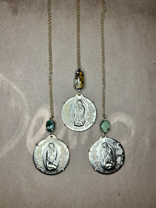 14k gold filled coin pendant - Our Lady of Guadalupe