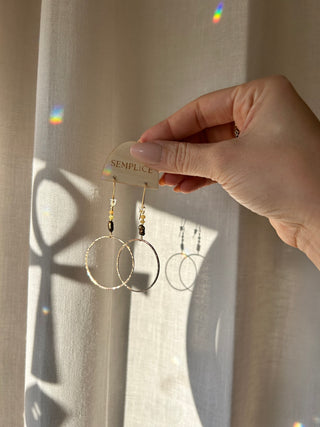 Pearl and green sea glass hoop earrings