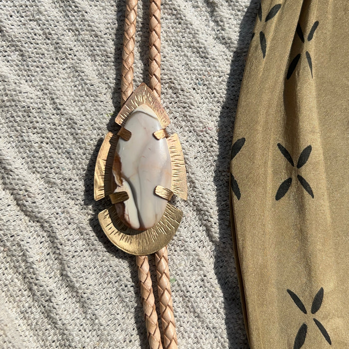 Tan Picture Jasper bolo tie